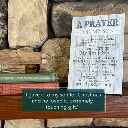Miniatura 5 de DEXSA Placa de madera con texto en inglés "Son Praying", fabricada en los Estados Unidos, 6 x 9 pulgadas, marco vertical para decoración de pared