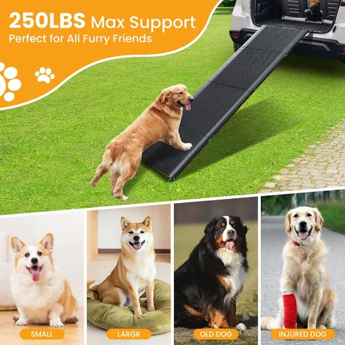 Miniatura 4 de Rampa para perros para automóvil, 71''x 17'' rampa para mascotas para perros grandes con superficie antideslizante, rampas extra largas para perros