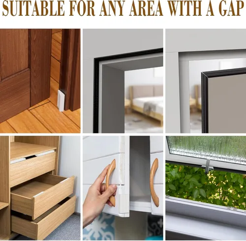 Miniatura 8 de Paquete de 3 tiras de sellado de puerta de 16.4 pies, aislamiento de espuma adhesiva para ventana para invierno, tapón de insonorización para sello