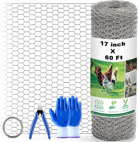 Miniatura 8 de Malla de alambre para pollos, 16.9 pulgadas x 40 pies, malla de alambre metálica floral para pollos para manualidades, jardín avícola, tela metálica