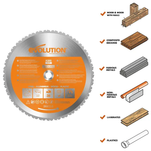 Miniatura 2 de Evolution RAGE355BLADE - Hoja multimaterial de 14 pulgadas, color plateado