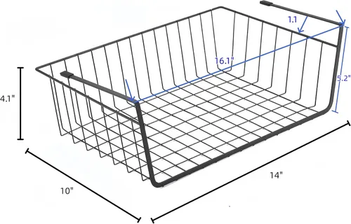 Miniatura 4 de Cesta debajo del estante, 6 cestas de almacenamiento colgantes para despensa, armario, lavandería, cestas deslizantes para cocina, mostrador
