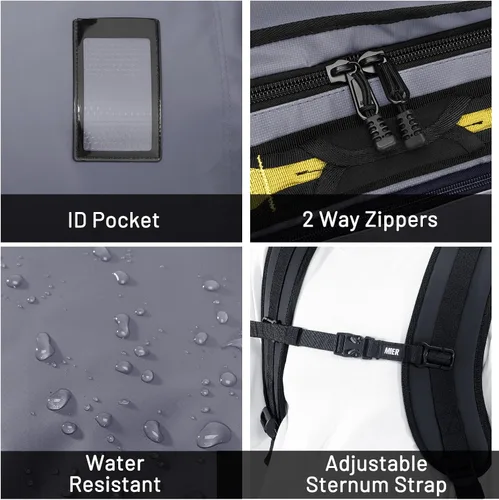 Miniatura 46 de MIER Mochila deportiva grande con compartimento para zapatos, resistente y resistente al agua, azul marino, 45L