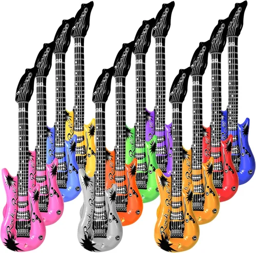 Novelty Place 12 guitarras inflables para niños, 35 pulgadas, guitarras eléctricas inflables de 35 pulgadas, colores surtidos, juguete de guitarra