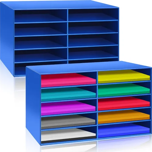 Miniatura 10 de Fuutreo 2 piezas de almacenamiento de papel de construcción, buzón de aula, clasificador de literatura de regreso a la escuela, organizador de papel