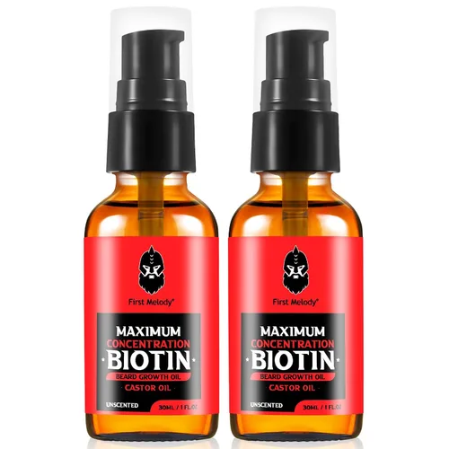 Miniatura 10 de First Melody Aceite para barba, biotina espesante maximun, con aceite de ricino y aceites de argán y jojoba, promueve el crecimiento de la barba