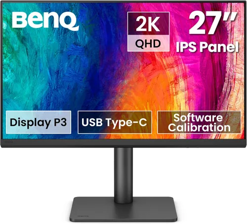 BenQ PD2706QN 27" 2K QHD (2560x1440) Monitores listos para Mac, IPS, 95% P3, 100% sRGB/Rec.709, uniformidad, 90W USB-C, 100Hz, calibrado de fábrica,