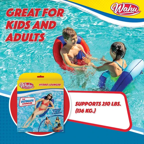 Miniatura 5 de WAHU Hydro Lounger - Flotador versátil para tomar el sol, tumbona inflable para playa y piscina con válvula de inflado/desinflado, azul/azul claro