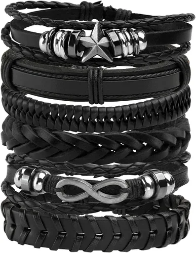 Miniatura 8 de Pulsera de cuero trenzada ajustable para hombres y mujeres