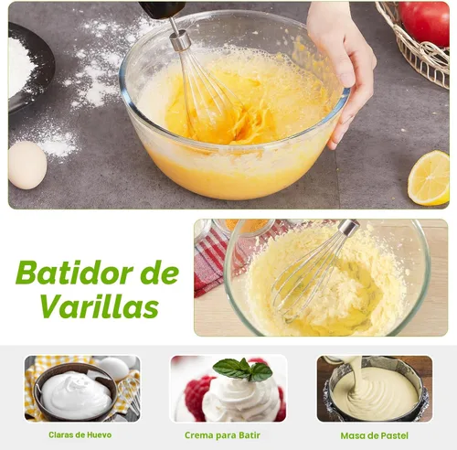 Miniatura 4 de Bonsenkitchen Batidora de inmersión de mano con procesador de alimentos, batidora de mano de 20 velocidades con modo turbo, hoja de acero