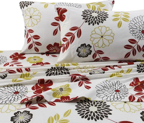 Miniatura 6 de Tribeca Living Oslo juego de sábanas con cavidades extraprofundas, de franela estampada, 5 onzas Heritage Plaid
