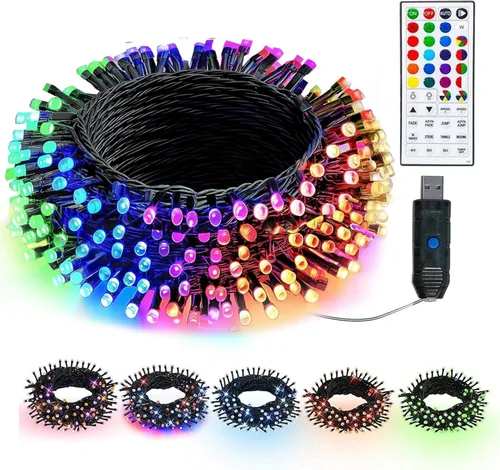 Miniatura 8 de Dazzle Bright - Luces de Navidad Inteligentes que Cambian de Color, 66 pies, 200 luces LED RGB con control remoto y aplicación, luces de árbol