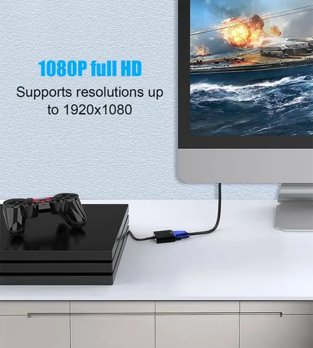 Miniatura 4 de HDMI a VGA, adaptador HDMI a VGA chapado en oro (hombre a hembra) para computadora, computadora de escritorio, laptop, PC, monitor, proyector, HDTV