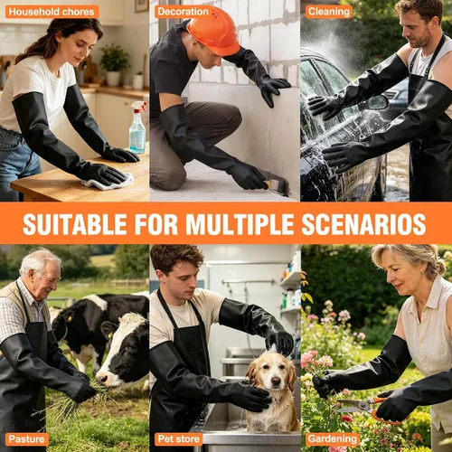 Miniatura 7 de Guante resistente a los productos químicos de 24 pulgadas, guantes de goma largos reutilizables y resistentes al agua, guantes de seguridad