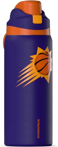 Miniatura 6 de Hydrapeak Botella de agua aislada con licencia oficial de la NBA Phoenix Suns Oasis de 32 onzas con tapa de botón y asa integrada, botella deportiva
