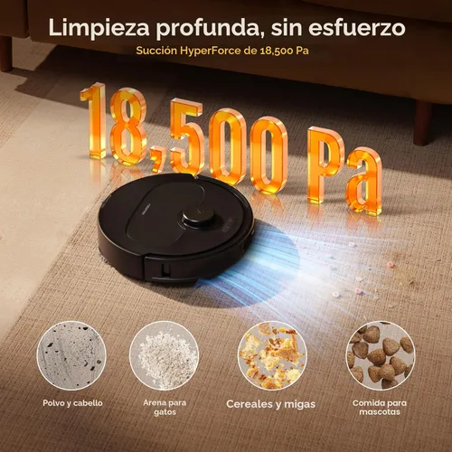 Miniatura 3 de roborock Qrevo S Pro Robot aspiradora y trapeador, succión de 18,500 Pa, base multifuncional con mopa autolimpiante de 167 ℉, evita obstáculos Negro