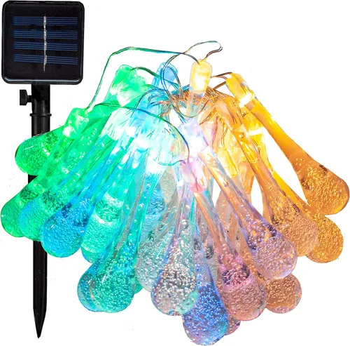 Miniatura 5 de Hometown Evolution, Inc. Tira de luces de burbujas de aire alimentadas por energía solar, 30 LED blanco cálido, 8 modos, impermeable al aire libre