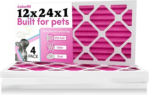 Miniatura 16 de Colorfil Filtro de aire de 14 x 20 x 1 (paquete de 4) Fabricado en los Estados Unidos Cambio de color Elimina el olor de gatos y perros MERV