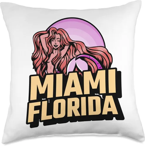 Miniatura 4 de Sunset Mermaid Miami Florida Throw Pillow