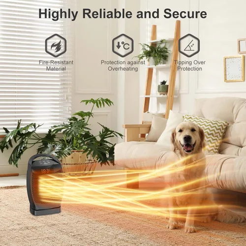 Miniatura 5 de Calentadores eléctricos portátiles para uso en interiores – JNDRO 1500W PTC Calentador de espacio de cerámica con termostato y control remoto