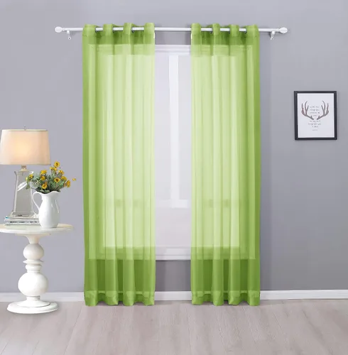 Miniatura 12 de Interior Trends Ariana - Juego de 2 cortinas de gasa transparente totalmente cosida con ojales (63 pulgadas de largo, beige)