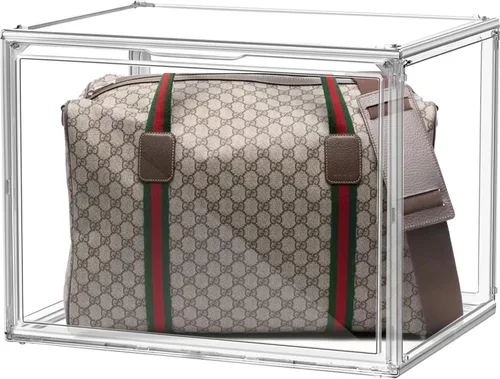 Paquete de 1 estuche de acrílico extra XXXL de 17.7 x 13 x 13 pulgadas, organizador de bolso transparente, contenedores de almacenamiento apilables