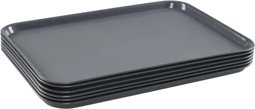 Miniatura 7 de 6 paquetes de bandejas de plástico grandes grises, bandejas multiusos de 25.23 x 17.59 pulgadas