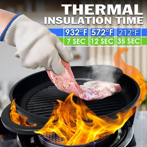 Miniatura 3 de Guantes resistentes al calor para cocinar: 2 pares de guantes de algodón para ollas de cocina, guantes de cocina para hornear, guantes de cocina al