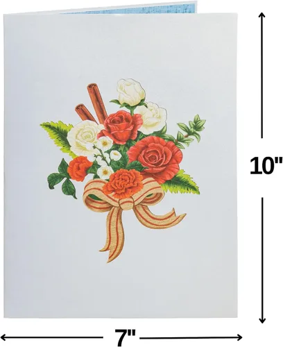 Miniatura 3 de Paper Love Tarjeta de Navidad desplegable, ramo de flores 3D con recuerdo, regalo de decoración navideña, 10 x 7 pulgadas con sobre y etiqueta