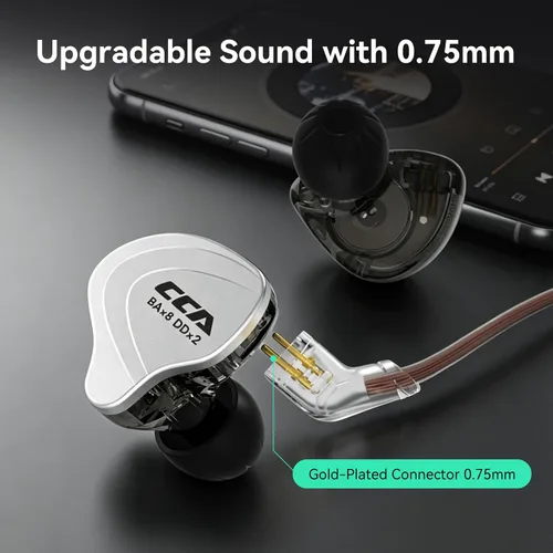 Miniatura 5 de CCA C10 Pro - Monitor intrauditivo, HiFi 1DD 4BA Hybrid Five Drivers in-Ear Earphone, carcasa de aleación de zinc + auriculares de resina con cable