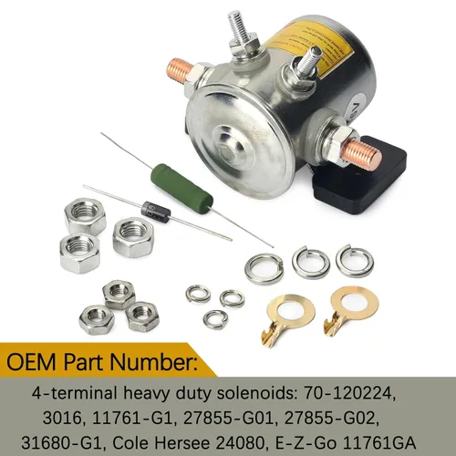 Miniatura 3 de Relé solenoide de servicio continuo de la serie #70 de 36 voltios con kit de resistencia y diodos compatible con carrito de golf EZGO, 4 terminales