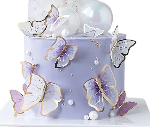 Miniatura 7 de Decoración para tartas (HBD + mariposas moradas)