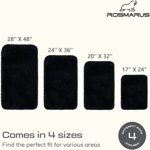 Miniatura 3 de ROSMARUS Alfombra de baño lanuda antideslizante de 17 x 24 pulgadas, tapete absorbente de agua, tapete de ducha suave para suelo y bañera, tapete
