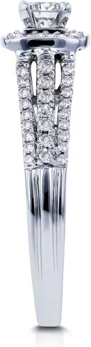 Miniatura 4 de Kobelli Anillo de compromiso de diamantes de 12 quilate TDW multifila halo de 14 k oro blanco