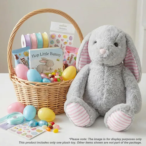 Miniatura 6 de WEIGEDU Conejos grises de peluche para niños, niñas y niños, juguetes de felpa para bebés, regalo de cumpleaños y hora de dormir, 45 cm