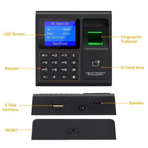 Miniatura 5 de LIBO Máquina de asistencia de tiempo biométrico inteligente de huellas dactilares Grabadora de reloj de tiempo Dispositivo de registro de empleados