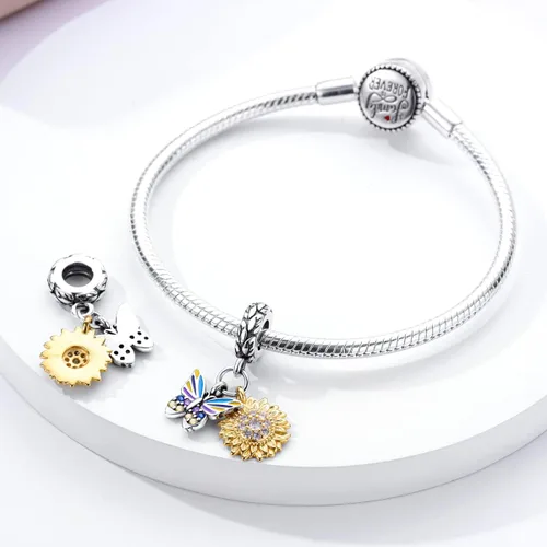 Miniatura 2 de Hapour Abalorios de plata de ley 925 aptos para pulseras de dije, dije de corazón de sol para mascotas, pulsera y collar, cuentas de joyería