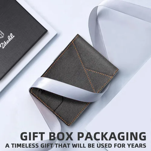 Miniatura 65 de Zitahli - Billeteras delgadas RFID para hombres, billetera de cuero flexible con clip de dinero, cartera minimalista con bolsillo frontal