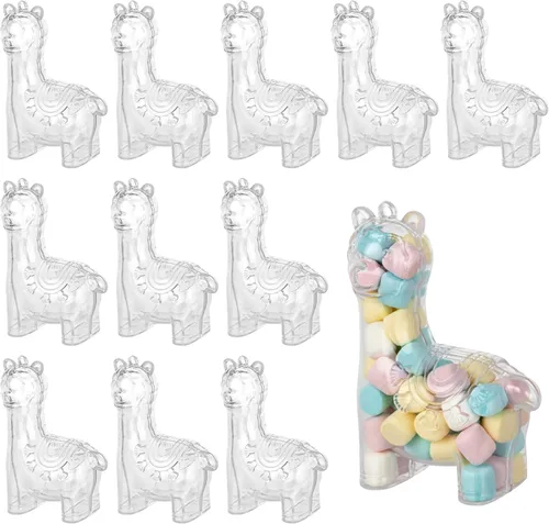 Hammont Adornos Navideños Transparentes Rellenables – Caja de Regalo de Dulces Navideños Reutilizable en Forma de Alpaca para Decoración del Árbol,