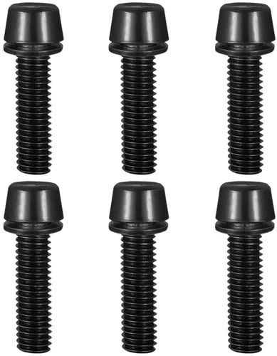 Pernos de vástago de bicicleta, color Allen, cabeza cónica, perno de acero con tornillo de arandela M5 x 0.709 in para bicicleta de montaña, Negro