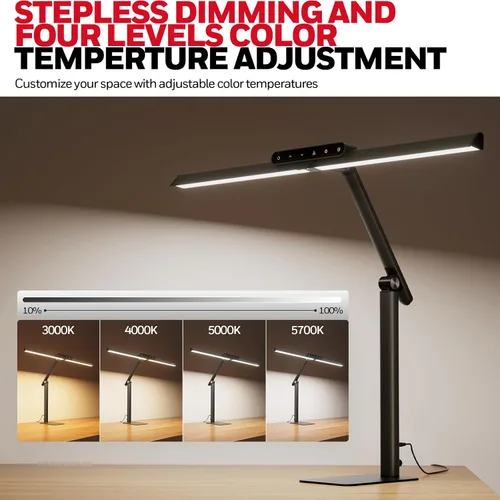 Miniatura 3 de Lámpara de escritorio LED Honeywell con base - HJ1BK Sunturalux lámpara de escritorio de arquitecto para cuidar los ojos para oficina en casa, luz