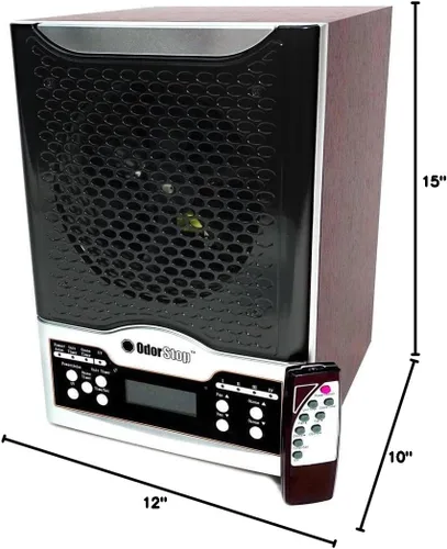 Miniatura 6 de OdorStop OSAP7B - Purificador de aire 7 en 1 con filtro HEPA verdadero, carbón activo, ionizador, TiO2, 3 placas de ozono y control remoto