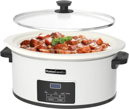 Miniatura 10 de HOMECOOKIN Olla de cocción lenta programable de 8 cuartos con temporizador y función mantener caliente - Pequeño electrodoméstico de cocina
