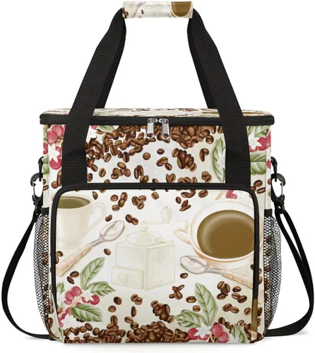 Bolsa de transporte con diseño de acuarela para cafetera de granos de café, bolsa tote de almacenamiento y viaje para café, compatible con cafetera