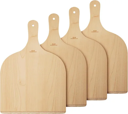 Miniatura 8 de G.a HOMEFAVOR Paquete de 2 cáscaras de madera para pizza, paleta de pizza de 12 pulgadas con mango de madera, espátula de pizza para hornear