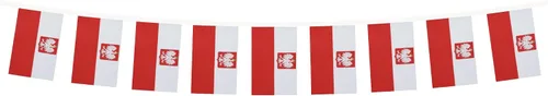 Miniatura 6 de AZ FLAG Polonia con águila 13.1 ft BUNTING Flag 20 banderas 6'' x 4'' - Escudo de armas polaco Banderas de cuerda 3.9 x 5.9 in