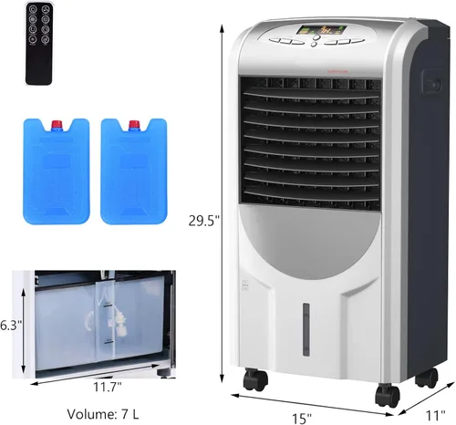 Miniatura 9 de KOTEK Enfriador de aire y calentador, enfriador de aire evaporativo portátil 5 en 1 con función de anión, temporizador de 8 horas, 3 modos y 3