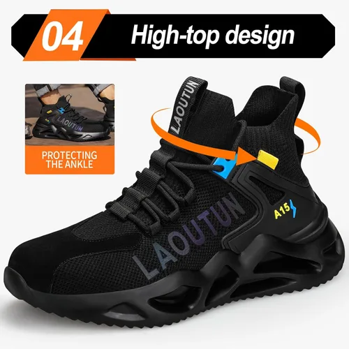 Miniatura 5 de LAoutun Steel Toe Shoes for Men Women Work Shoes Safety Sneakers Shoes Comfortable Lightweight Puncture Proof Slip on Indestructible Work Shoes