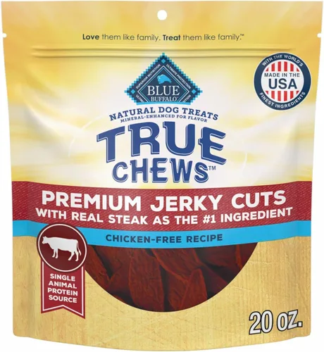 Miniatura 13 de Blue Buffalo True Chews Premium Jerky Cuts con filete real, golosinas naturales para perros sin pollo, mejorados con minerales para sabor, bolsa