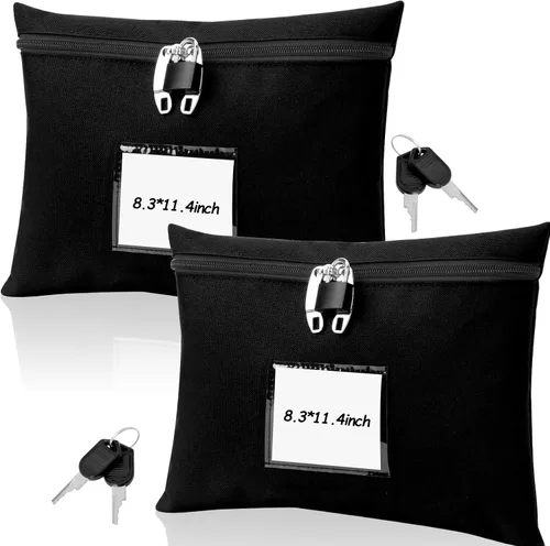 Miniatura 9 de Bolsa de dinero con cerradura y 2 llaves, bolsa de dinero para efectivo con cerradura de 11.4 x 8.3 pulgadas, bolsa de depósito bancario de dinero
